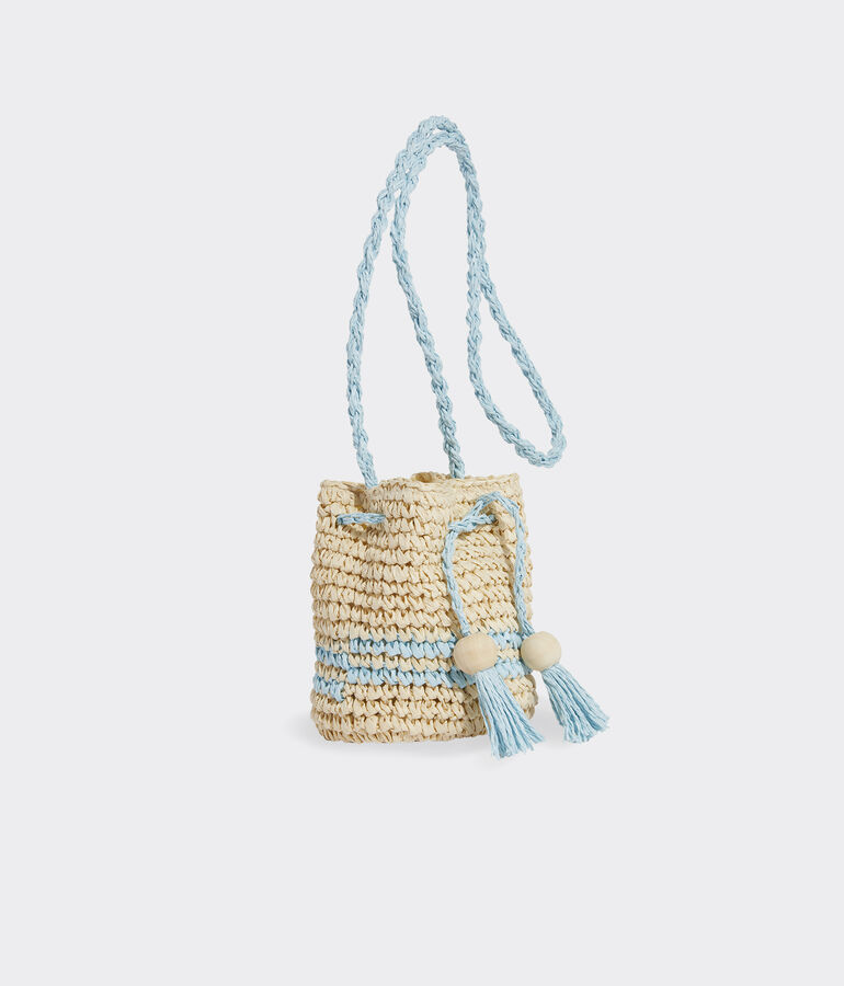 Girls' Crochet Straw Bucket Bag