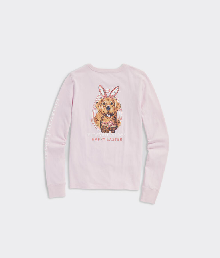 Girls' Easter Dog Long-Sleeve Pocket Tee