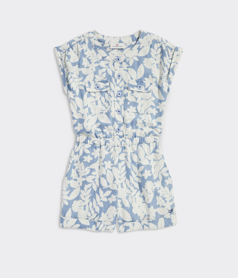 Girls Chambray Utility Romper