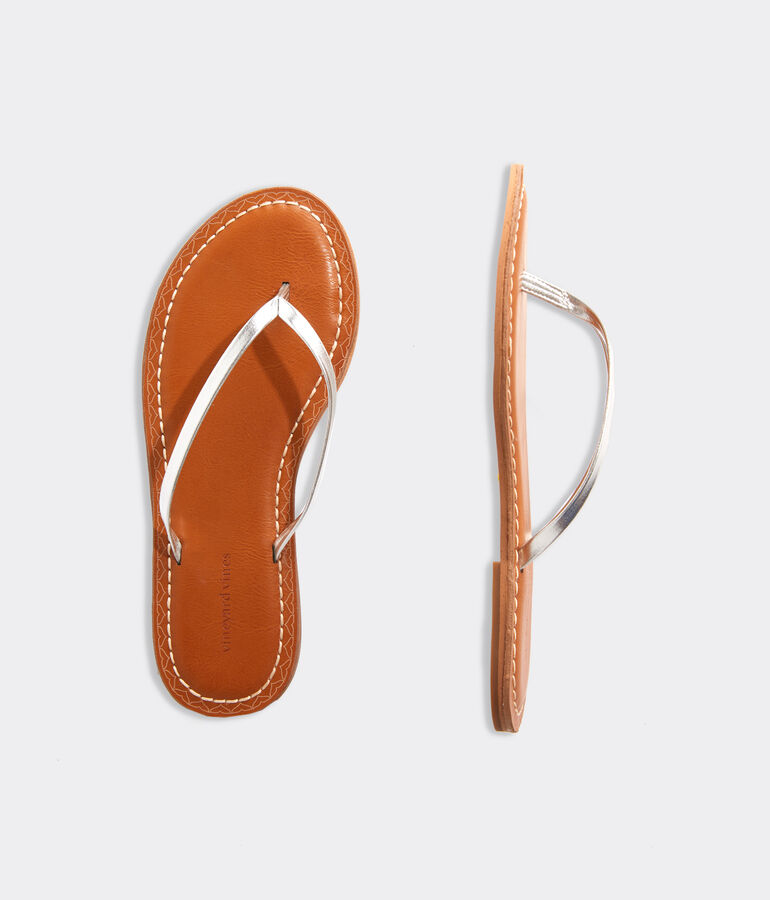 Skinny Strap Patent Leather Flip Flops