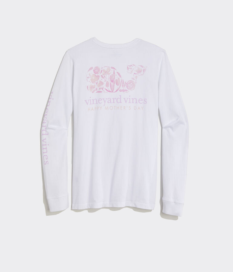 Mother's Day Floral Whale Long-Sleeve Pocket Tee