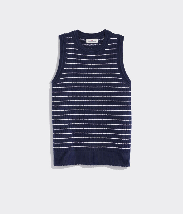 Textured Sleeveless Crewneck Sweater