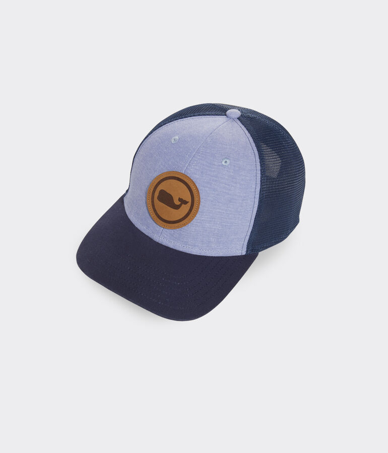 Chambray Leather Patch Trucker Hat