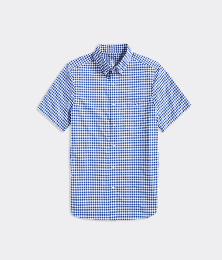 On-The-Go Lightweight Short-Sleeve Gingham Shirt