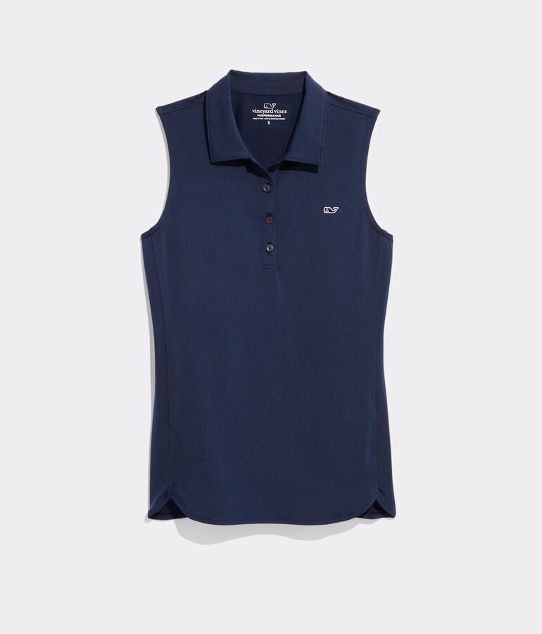 Sleeveless Solid Jersey Polo