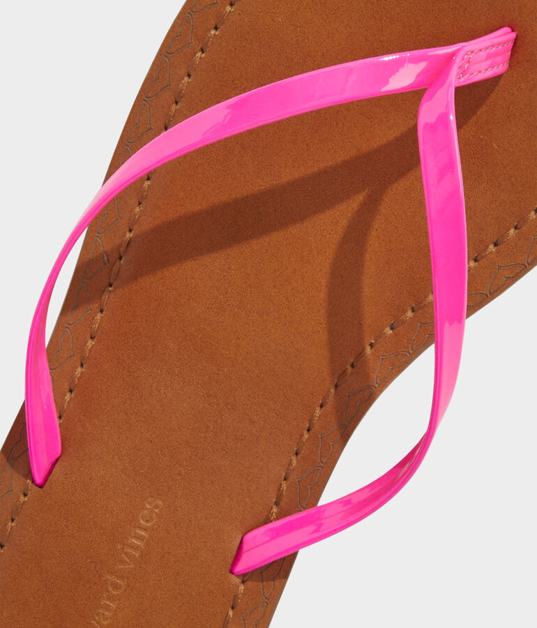Skinny Strap Patent Leather Flip Flops