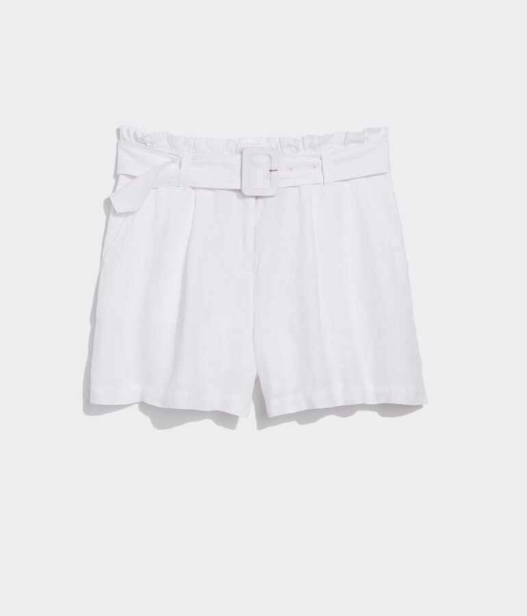 Solid Linen Belted Short
