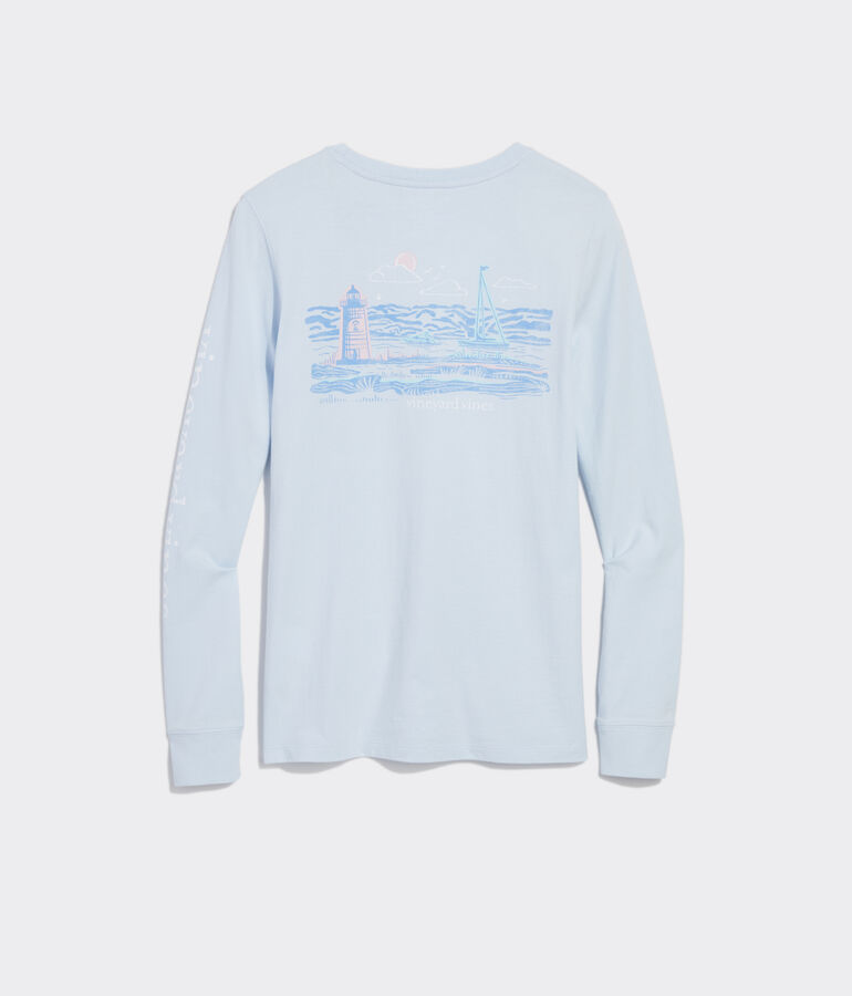 Edgartown Light and Ships Long-Sleeve Pocket Tee