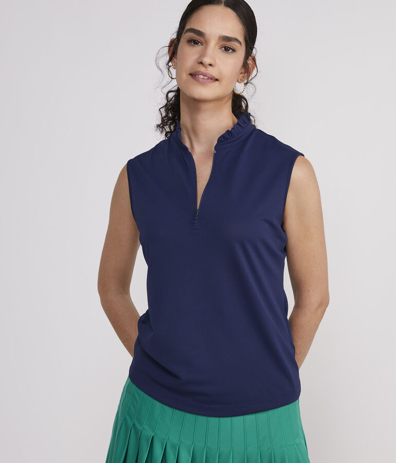Performance Ruffled Sleeveless Polo