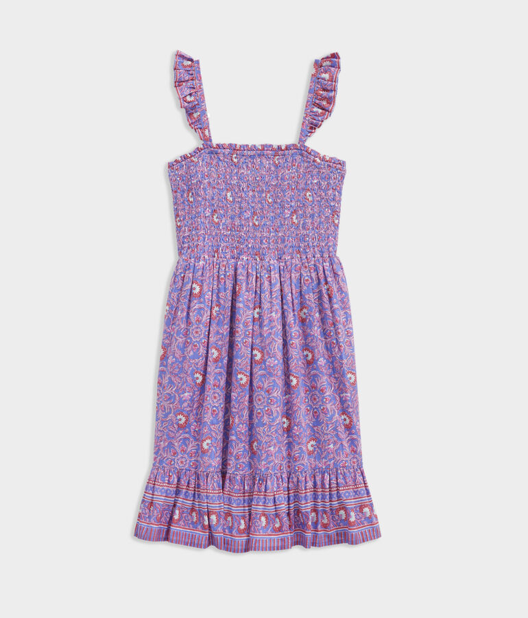 Girls' Katama Tile Ruffle Smocked Dress