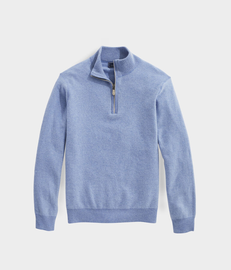 Cashmere Reverse Birdseye Quarter-Zip Sweater