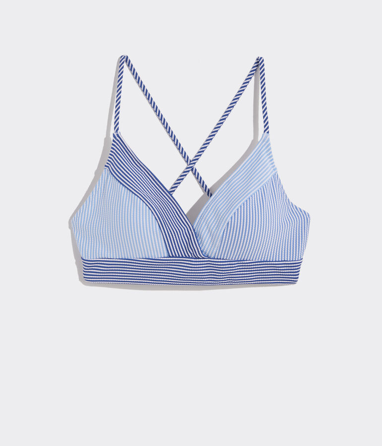 Colorblock Seersucker Sconset Bikini Top