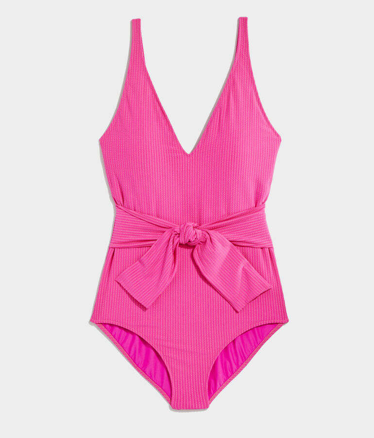 Seersucker Tokeneke Tie-Waist One-Piece