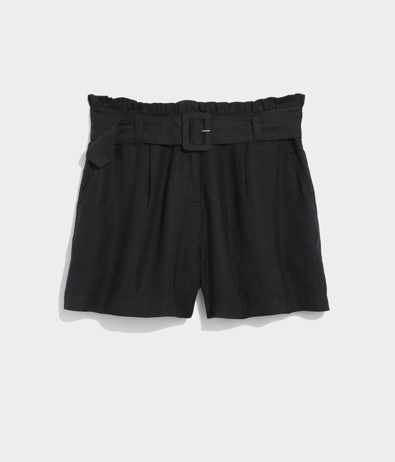 Solid Linen Belted Short