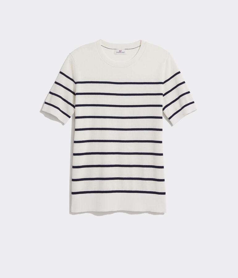 Striped Luxe Short-Sleeve Sweater