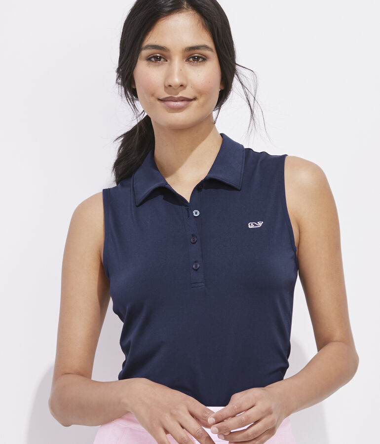 Sleeveless Solid Jersey Polo