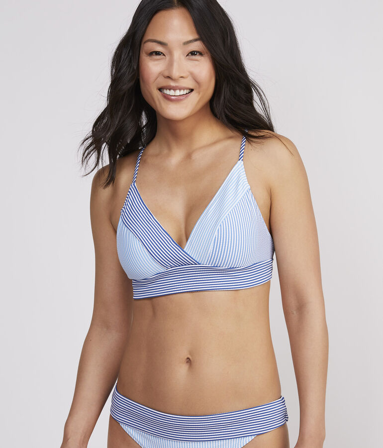 Colorblock Seersucker Sconset Bikini Top