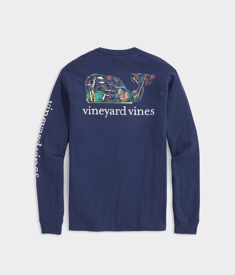 Golf Whale Icons Long-Sleeve Pocket Tee