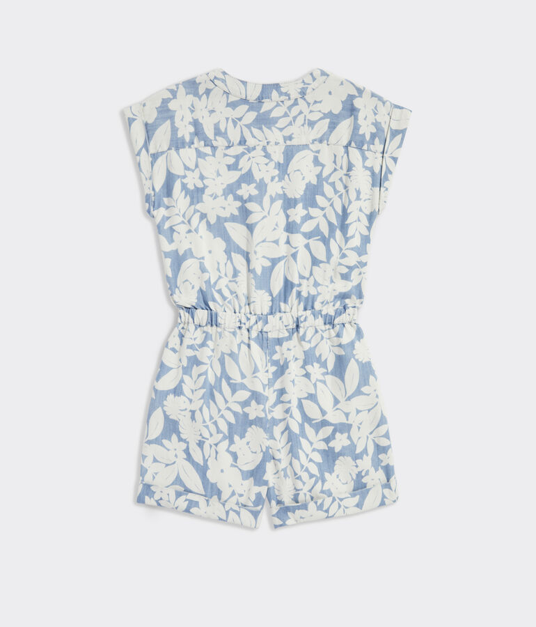 Girls Chambray Utility Romper