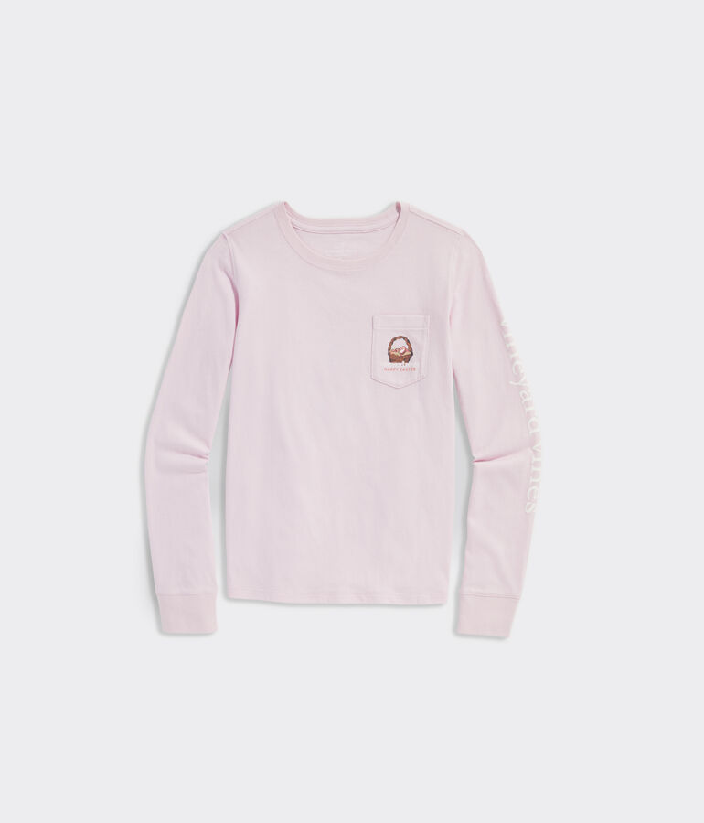 Girls' Easter Dog Long-Sleeve Pocket Tee