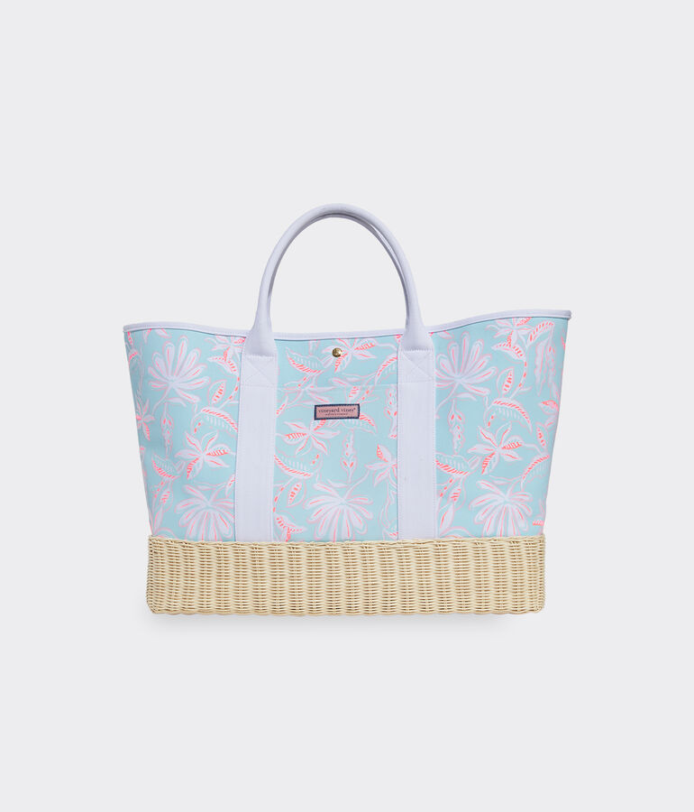 Cay Floral Wicker Bottom Tote