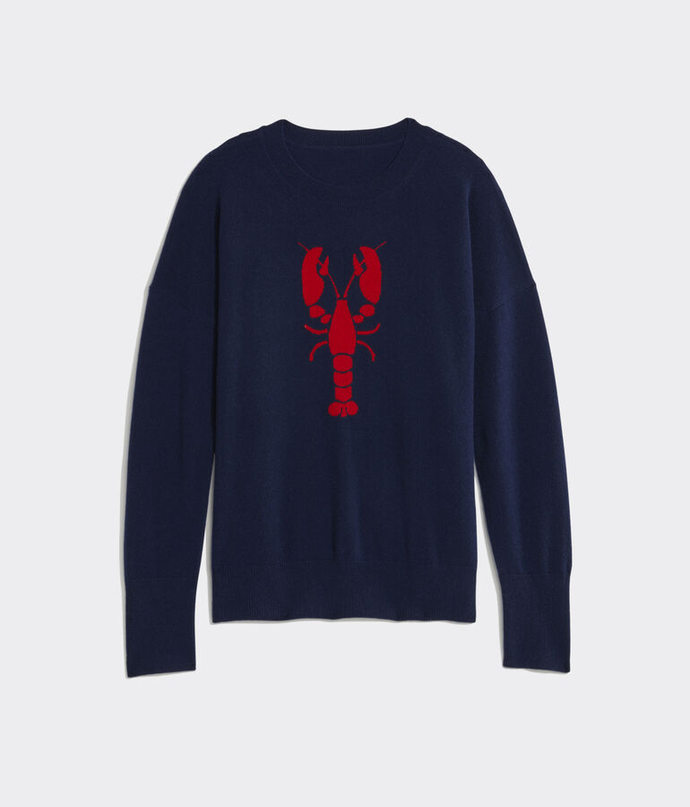 Lobster Intarsia Cashmere Crewneck Sweater