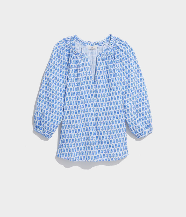 Seastitch Double Gauze Floral Block Print Popover