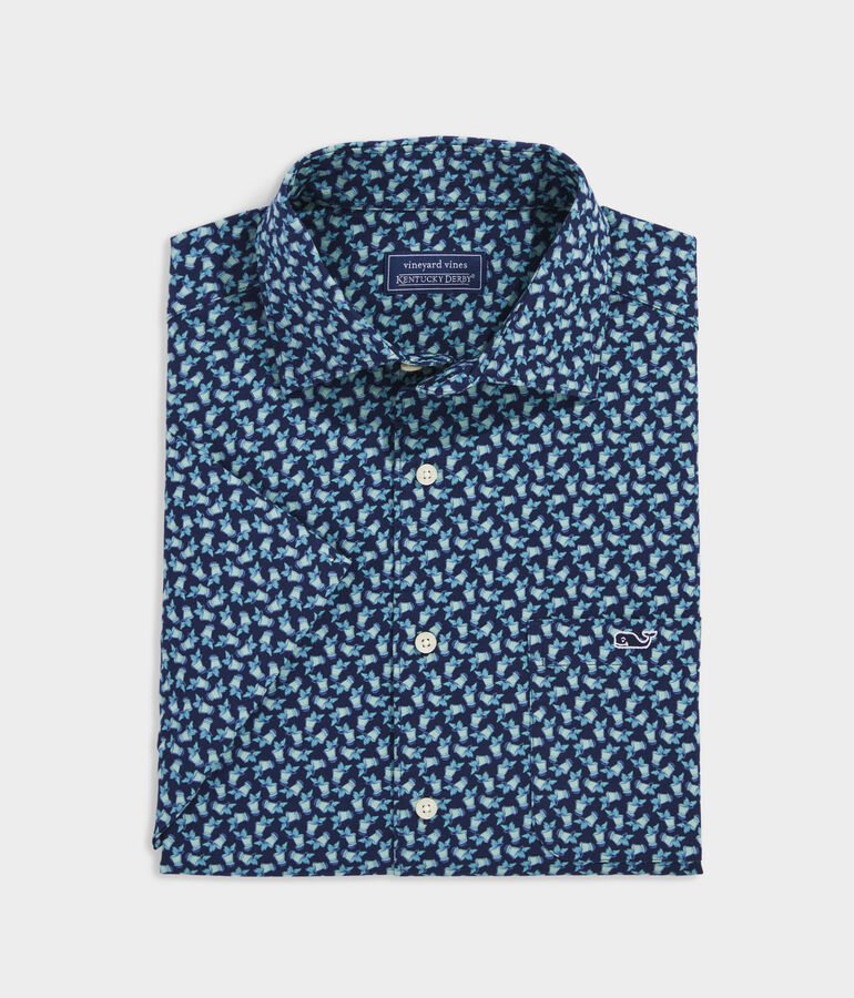 Kentucky Derby Stretch Poplin Short-Sleeve Mint Julep Shirt