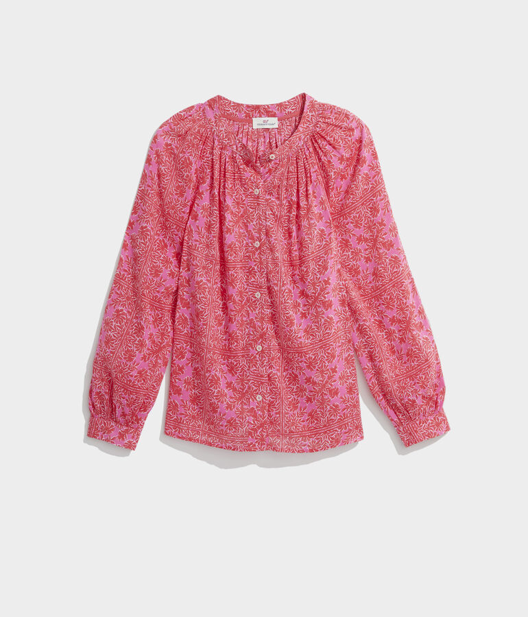Scarf Print Button Down Top