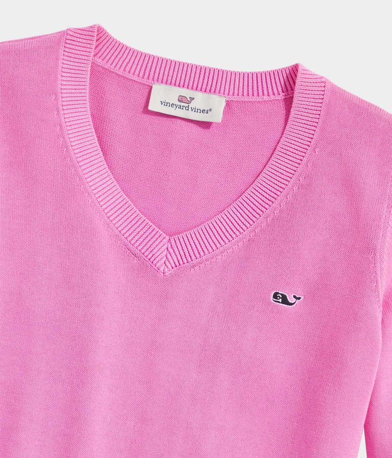 Girls' Heritage Cotton V-Neck Sweater