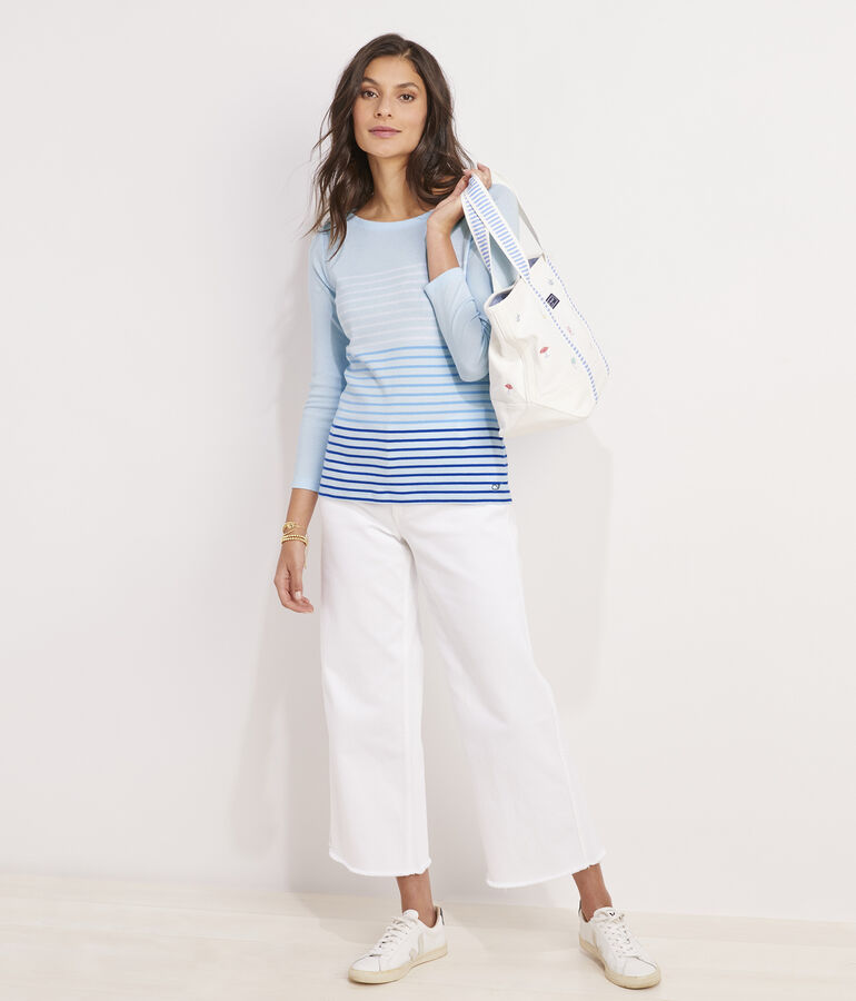 Striped Boatneck Simple Tee