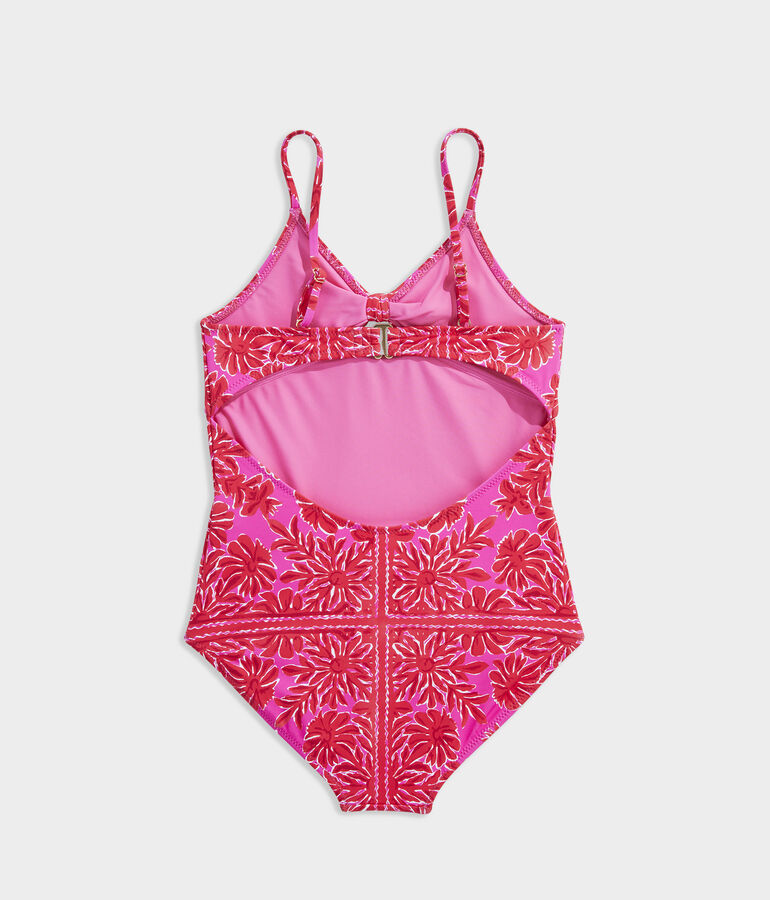 Girls' Scarf Print Tie-Front One-Piece