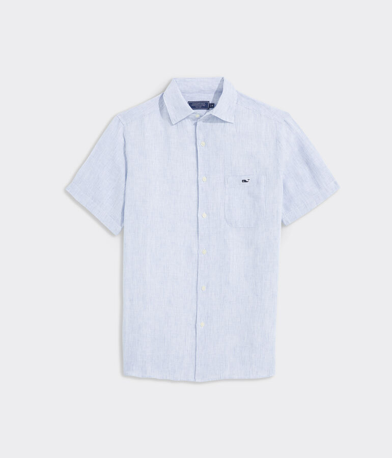 Linen Short-Sleeve Stripe Shirt