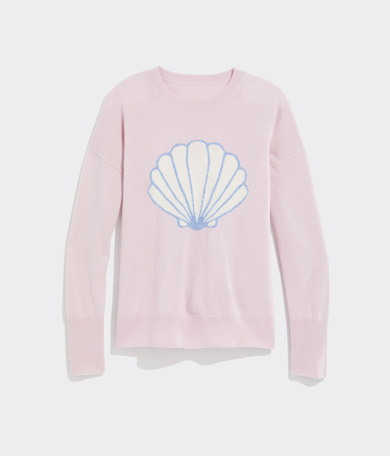 Shell Intarsia Cashmere Crewneck Sweater