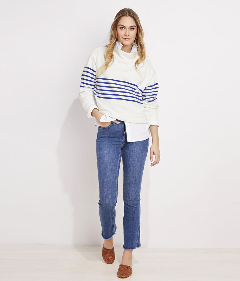 Striped Funnel-Neck Pullover