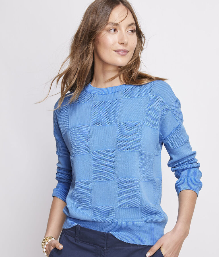 Garment Dye Cotton Patchwork Crew Sweater