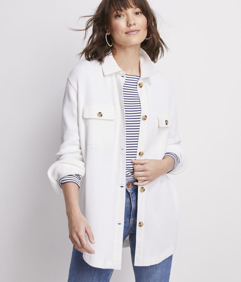 Waffle-Knit Shirt Jacket