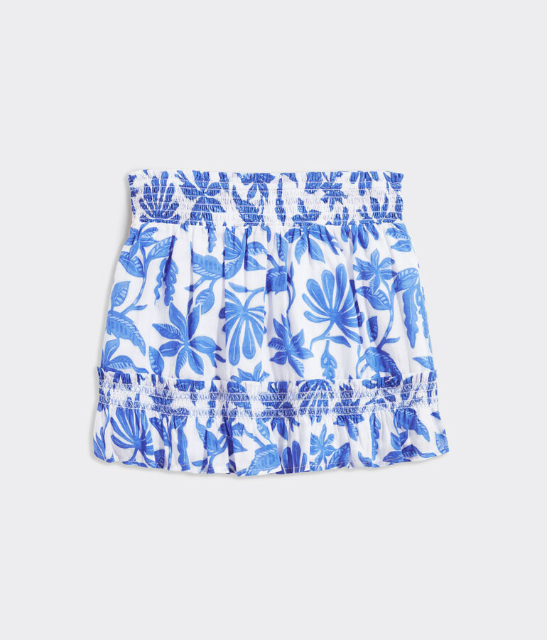 Girls' Floral Smocked Waist Skirt