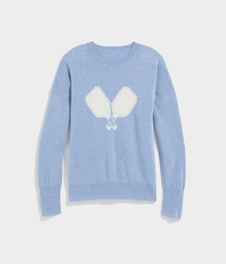 Pickleball Intarsia Cashmere Crewneck Sweater