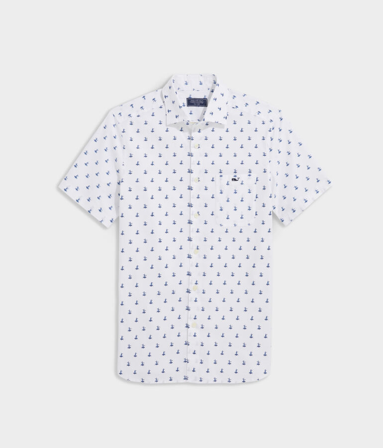 Sailboat Micro Printed Short Sleeve Shirt