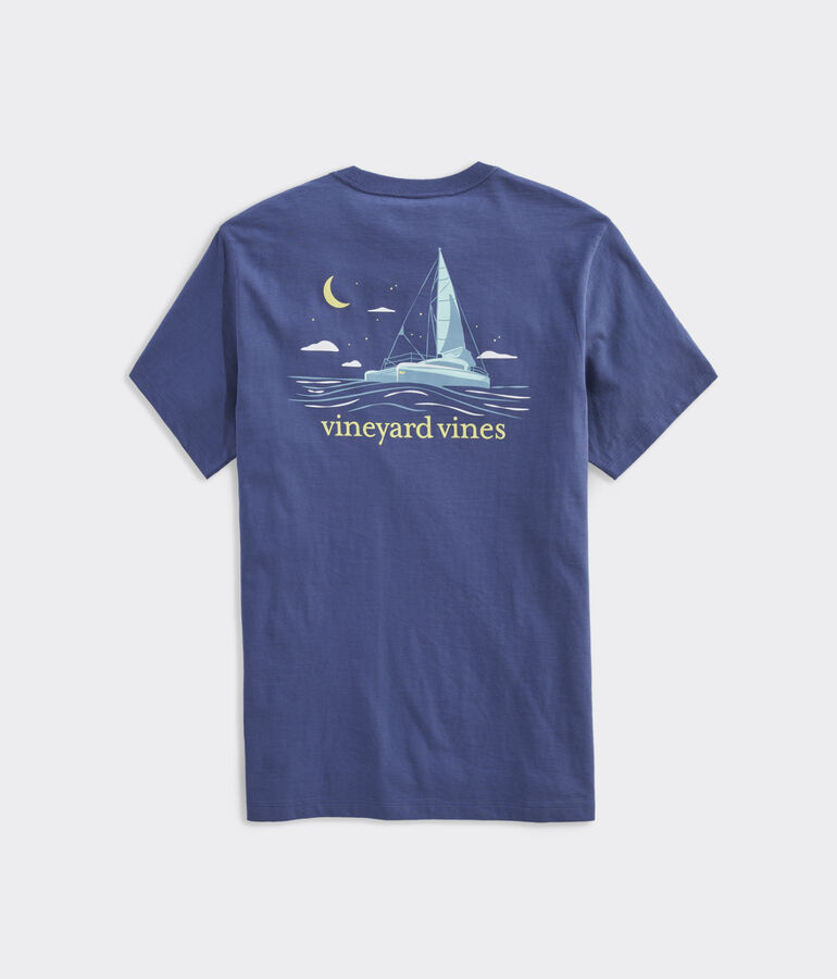 Catamaran Night Sailing Short-Sleeve Pocket Tee