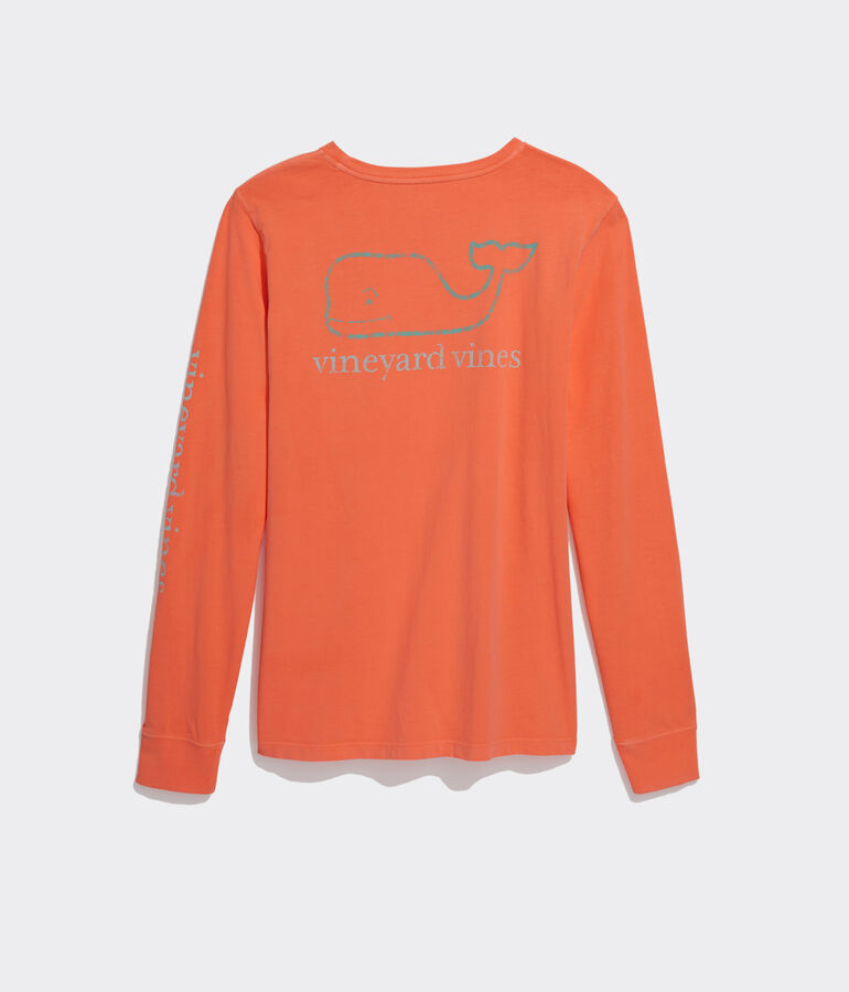 Garment-Dyed Vintage Whale Long-Sleeve Pocket Tee