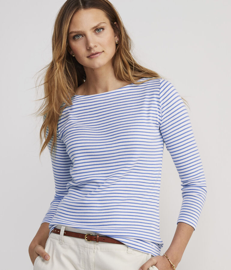 Striped Boatneck Simple Tee