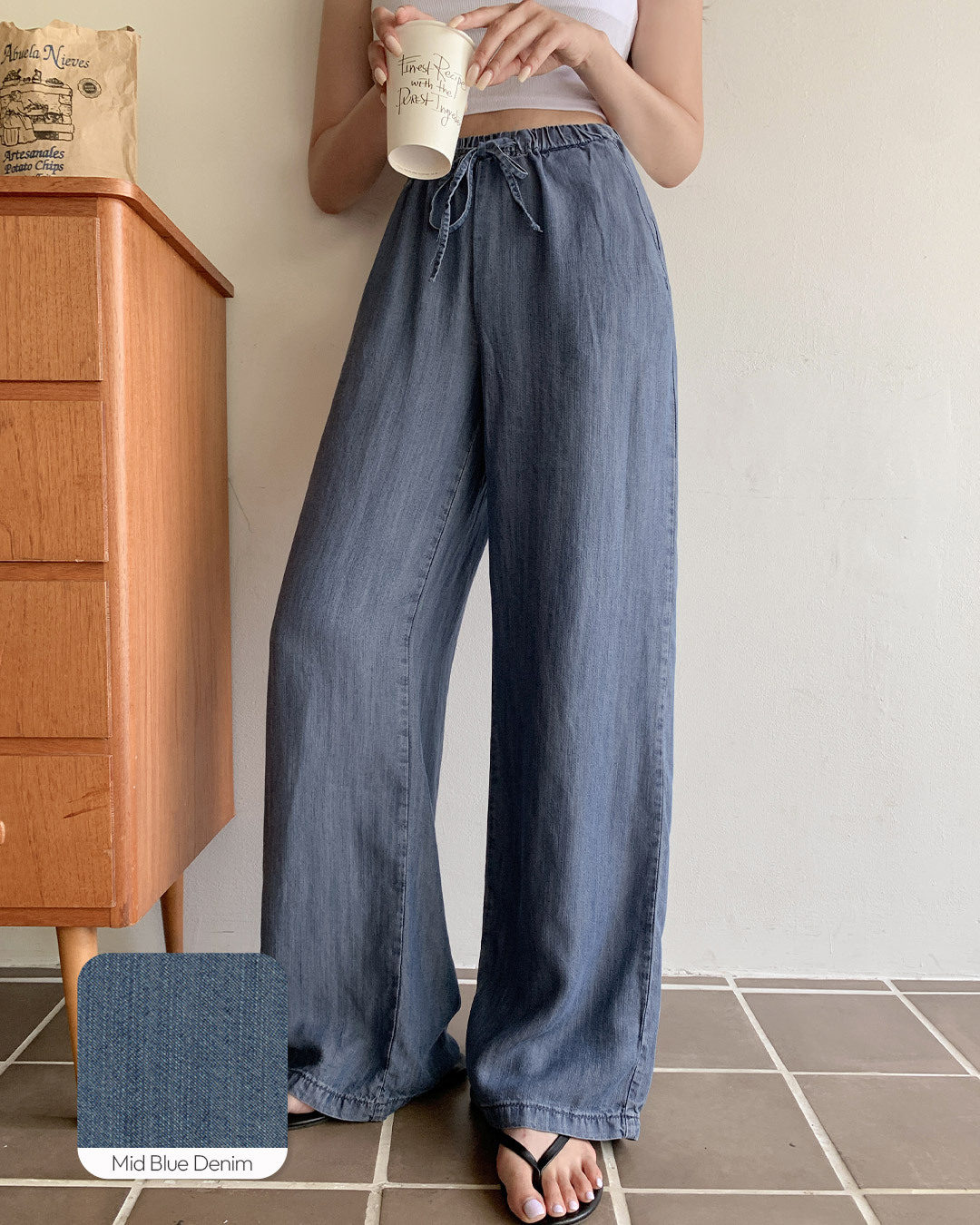 Summer denim wide pants