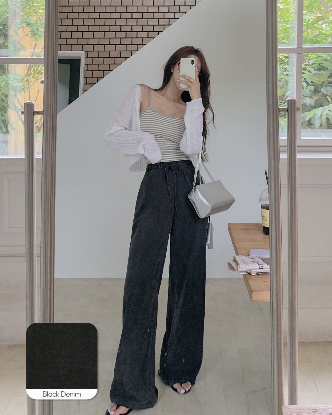 Summer denim wide pants