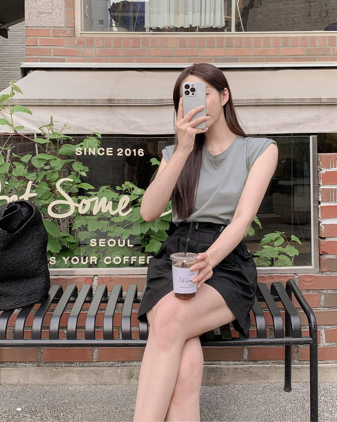 French sleeve T-shirt + mini skirt