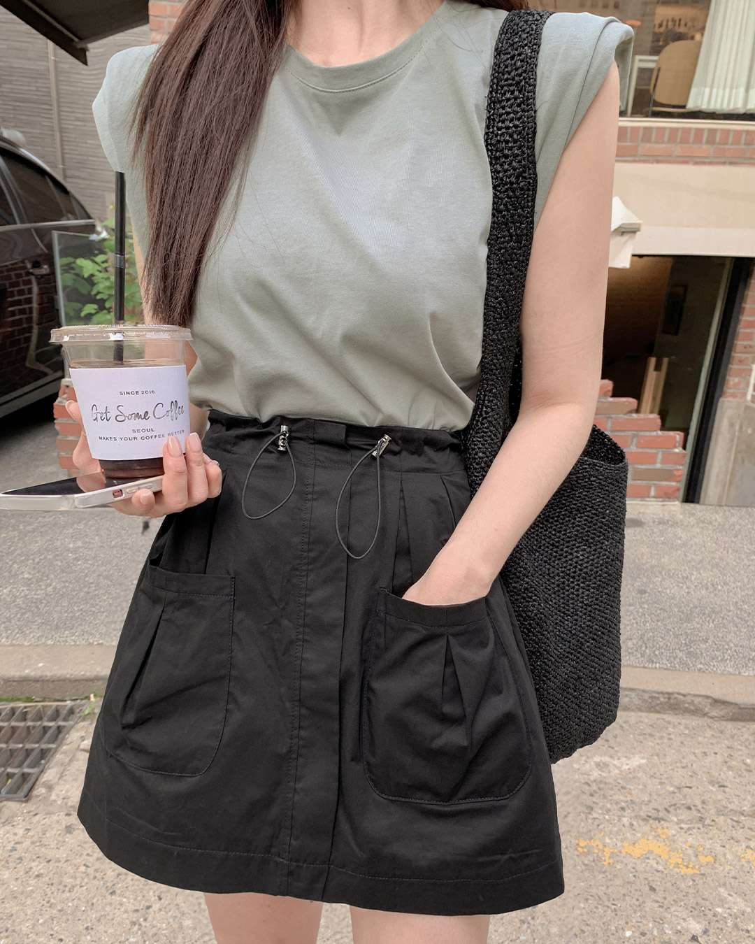 French sleeve T-shirt + mini skirt