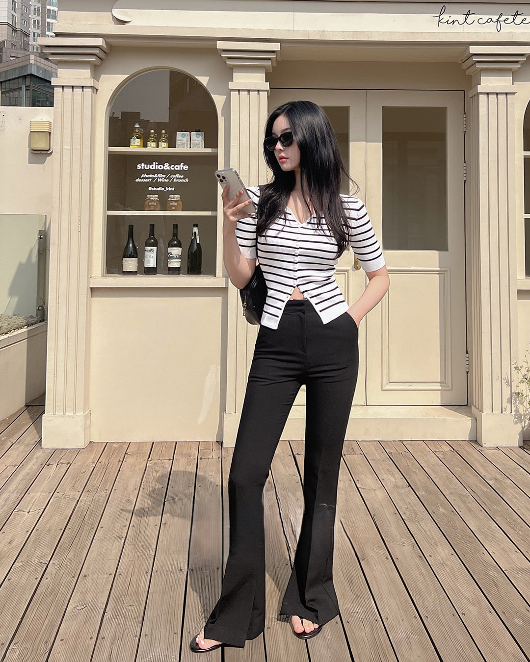 [MADE] Slit Hem High-Waisted Slacks