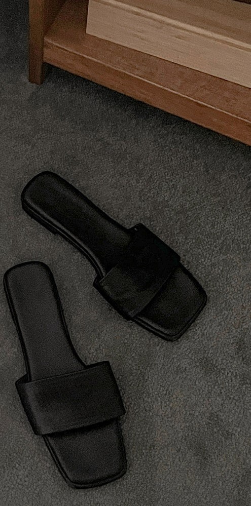 Solid Tone Square Toe Slide Sandals