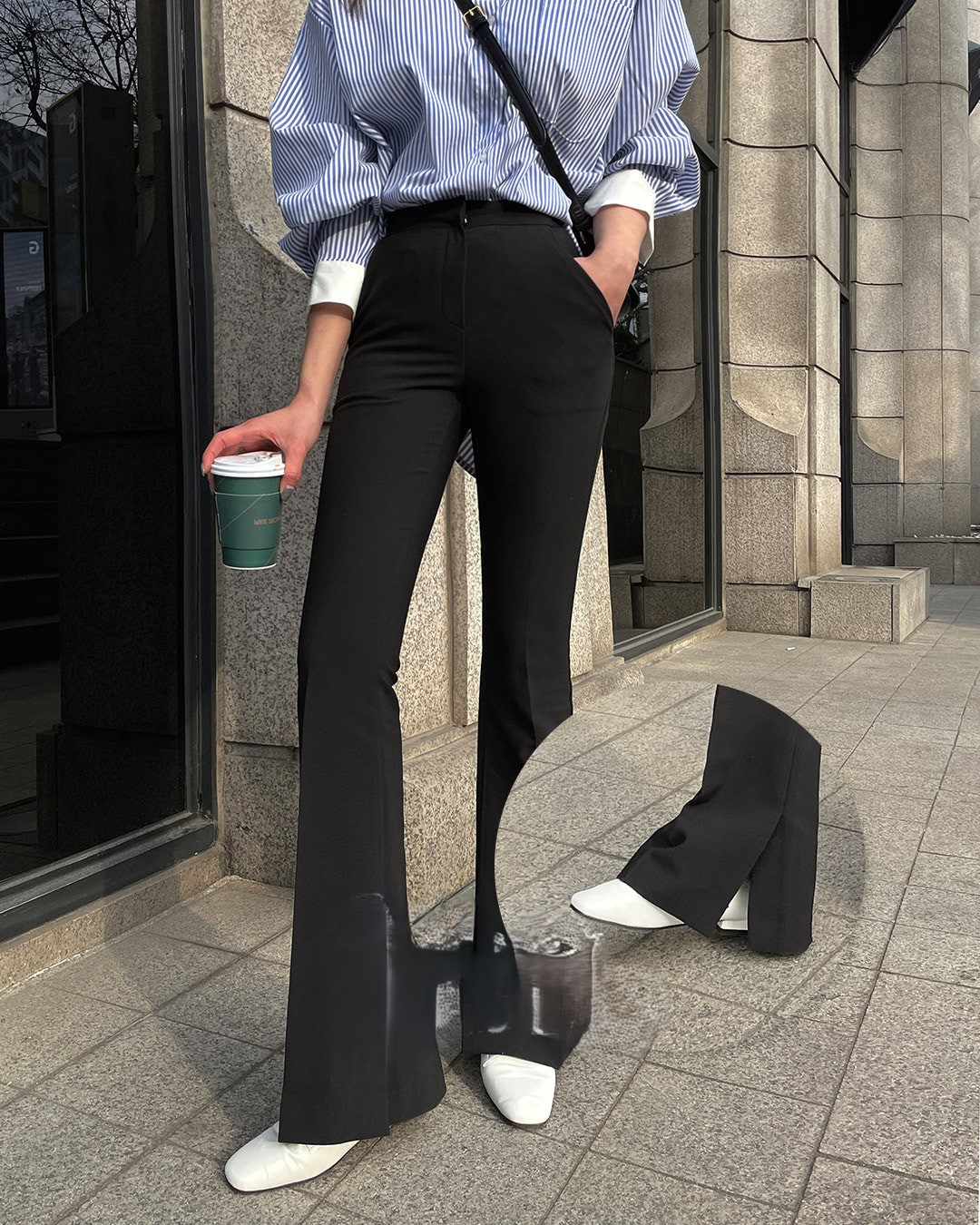 [MADE] Slit Hem High-Waisted Slacks